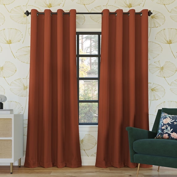 Sun Zero Oslo Extreme 100% Blackout Grommet Curtain Panel, 52"x95", Terracotta, 1-Piece Single Panel