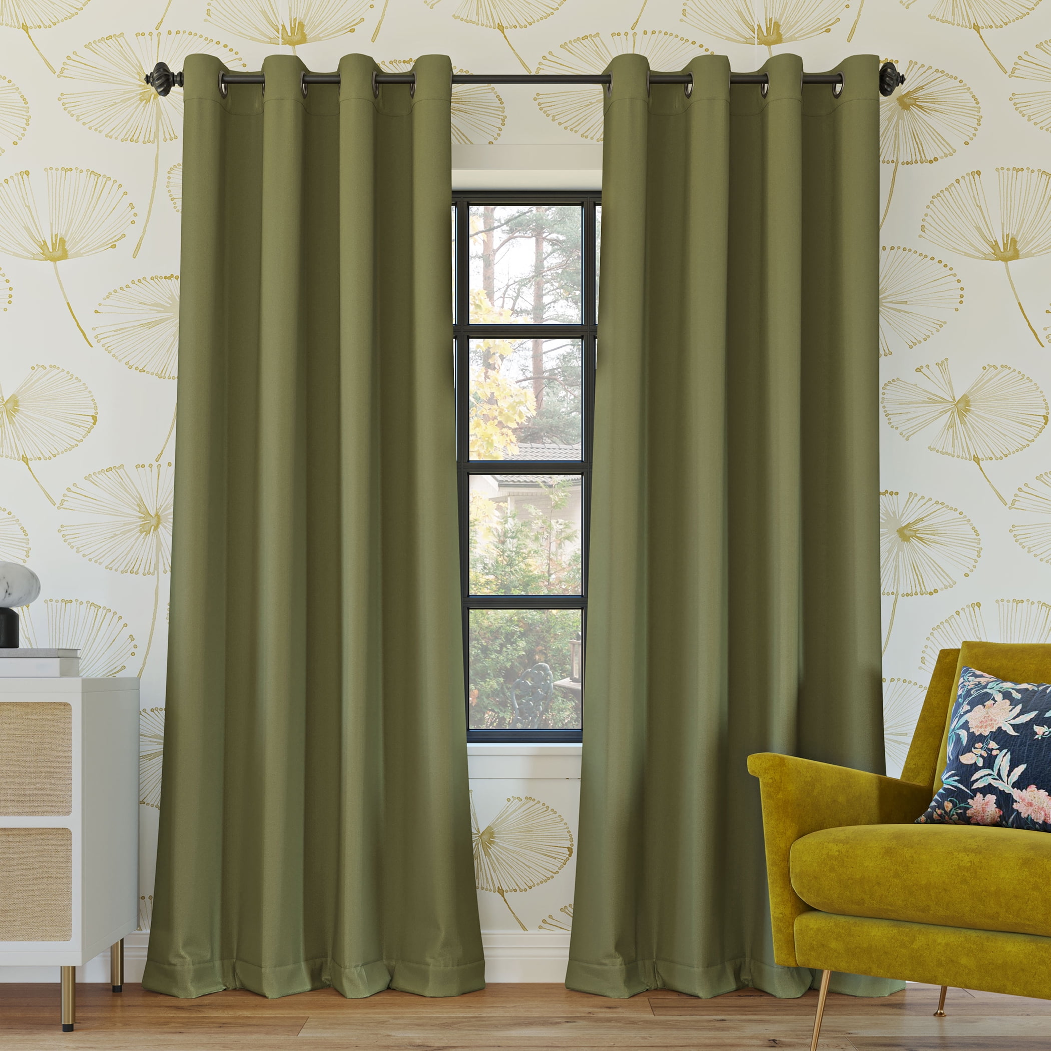Sage Green 63" Blackout Polyester Grommet Curtain Panel