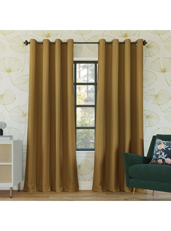 Sun Zero Oslo Theater Grade Extreme 100% Blackout Grommet Curtain Panel, 52"x84", Gold (Single Curtain, Rod Not Included)