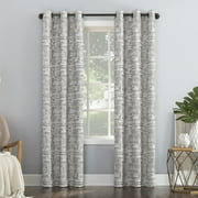 Sun Zero Parrish Distressed Grid Thermal Extreme 100% Blackout Grommet Curtain Panel In Stone