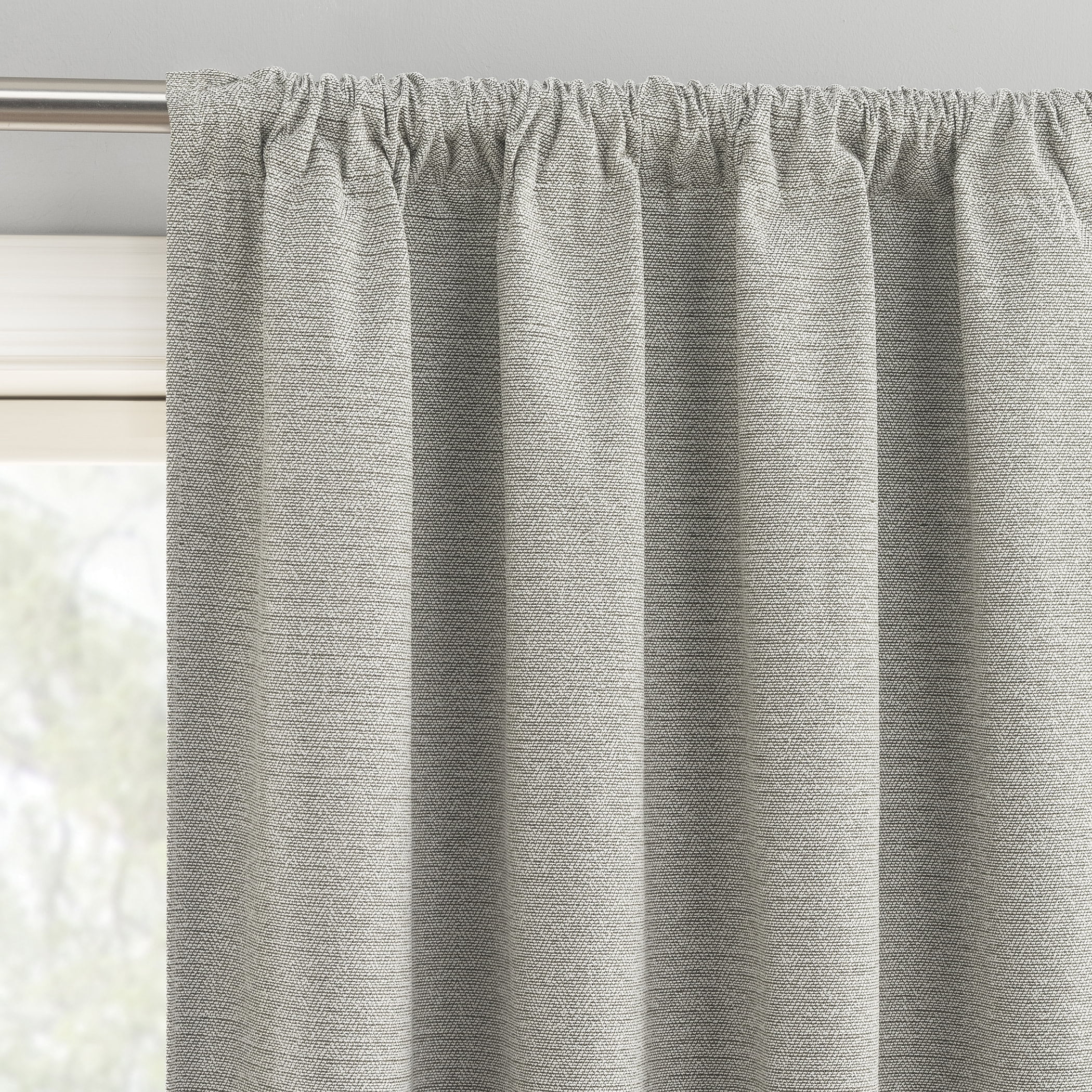Sun Zero Prescott 2-pack Herringbone Magnetic Closure 100% Blackout Rod Pocket Curtain Panel Pair, 37"W x 84"L, Pearl