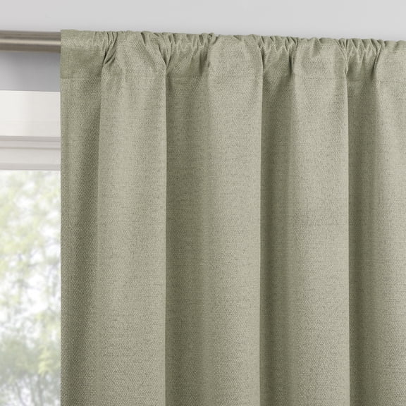 Sun Zero Prescott 2-pack Herringbone Magnetic Closure 100% Blackout Rod Pocket Curtain Panel Pair, 37"W x 84"L, Sage Green