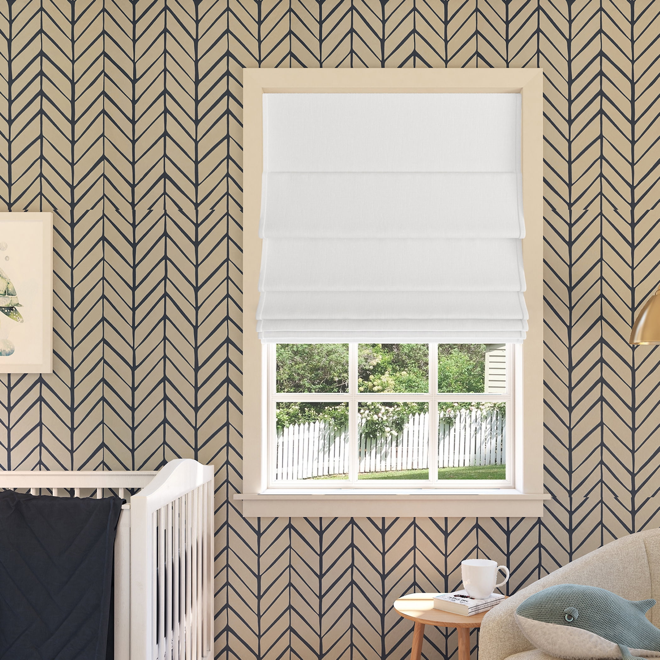 Sun Zero Pryer 1-Piece Textured 100% Blackout Cordless Roman Shade, 31"X64", White