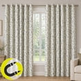 thumbnail image 1 of Sun Zero Quincy 2-pack Painted Botanical Magnetic Closure 100% Blackout Grommet Curtain Panel Pair, 40"W x 84"L, Blue, 1 of 10