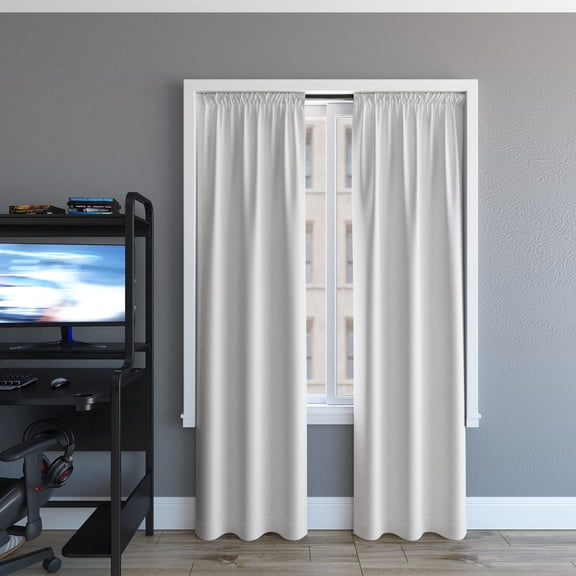 Sun Zero Randall Blackout Rod Pocket Curtain Panel, 37" x 63", White