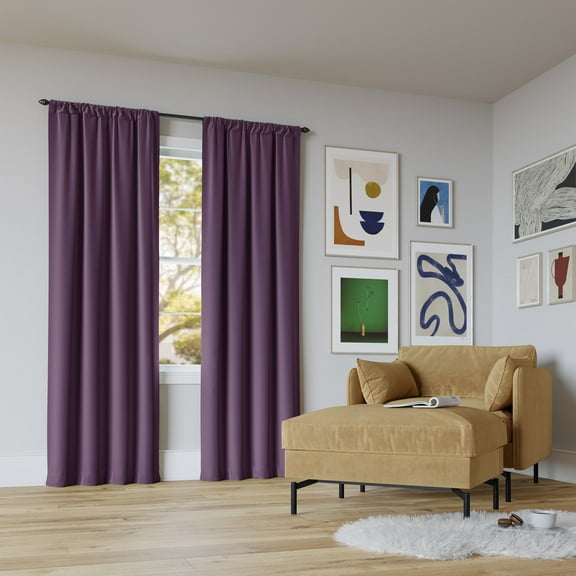 Sun Zero Rianna Theater Grade Extreme 100% Blackout Rod Pocket Curtain Panel, 40"X63", Amethyst Purple