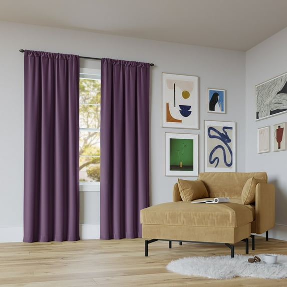 Sun Zero Rianna Theater Grade Extreme 100% Blackout Rod Pocket Curtain Panel, 40"X63", Amethyst Purple