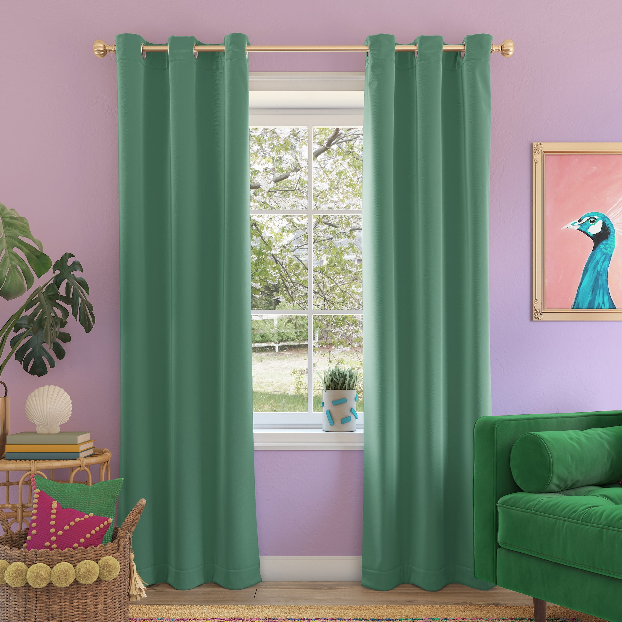 Sun Zero Riley 1-Piece Kids Bedroom Blackout Grommet Curtain Panel, 40"X63", Aqua Blue