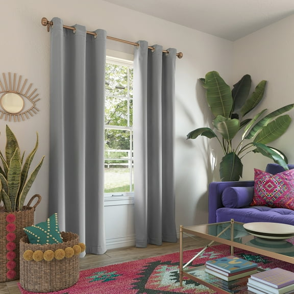 Sun Zero Riley Kids Bedroom Blackout Grommet Curtain Panel, 40" x 84" in Silver Gray