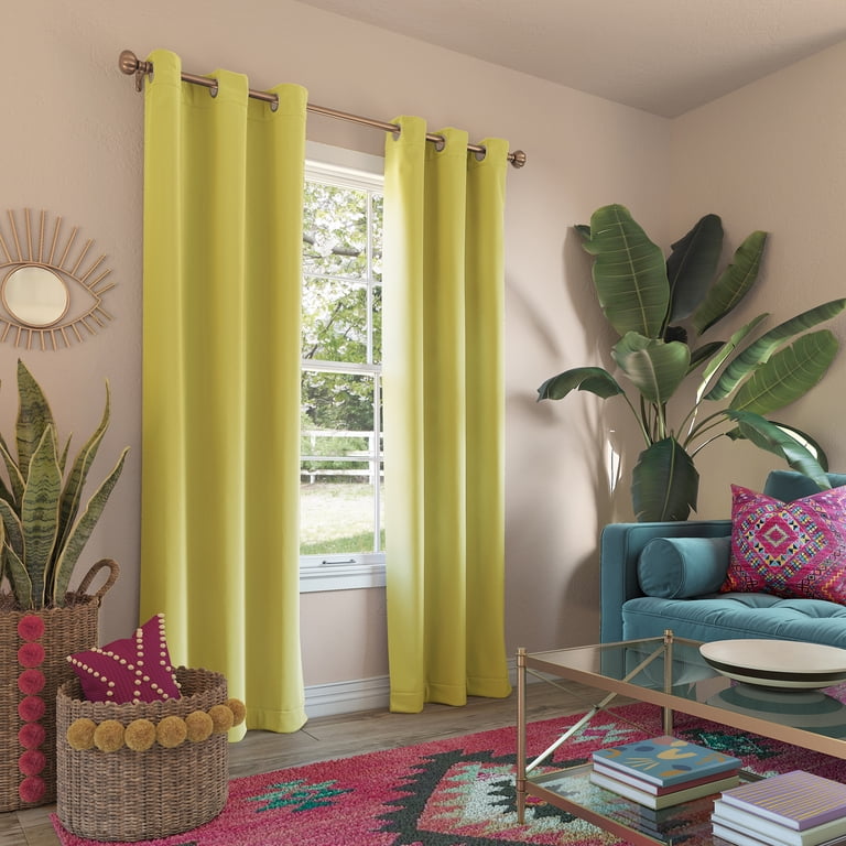 Bright Yellow Living Room Curtains | Cabinets Matttroy