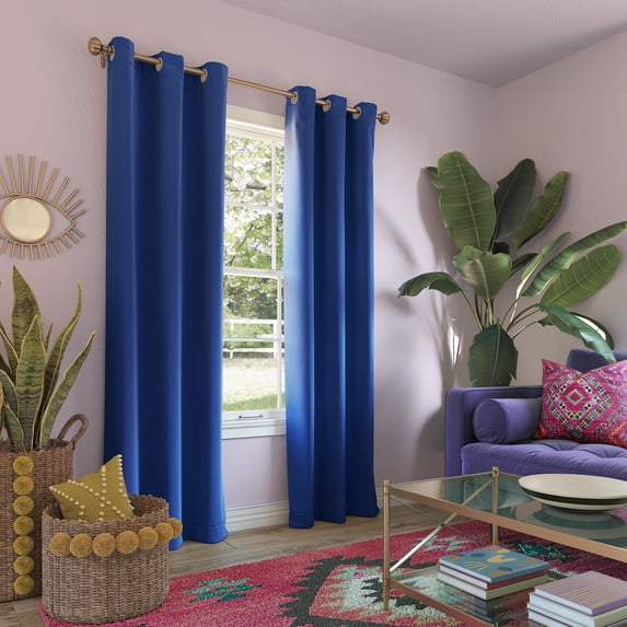 Sun Zero Riley Kids Bedroom Blackout Grommet Curtain Panel in Classic Blue