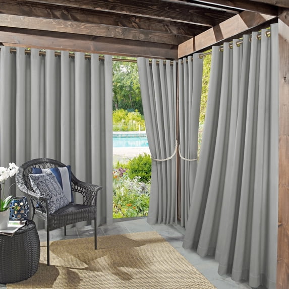 Sun Zero Sailor Indoor/Outdoor Uv Protectant Room Darkening Grommet Curtain Panel, 54"X108", Gray
