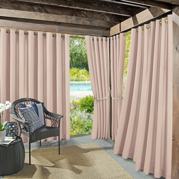 Sun Zero Sailor Indoor/Outdoor UV Protectant Room Darkening Grommet Curtain Panel, 54"x84", Rose Quartz