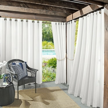 Sun Zero Sailor Indoor/Outdoor Uv Protectant Room Darkening Grommet Curtain Panel, 54"X84", White