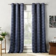 thumbnail image 1 of Sun Zero Saki Shibori Print Blackout Grommet Curtain Panel, 40"X63", Navy, 1 of 6