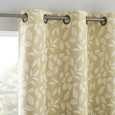 Sun Zero Satti Embroidered Leaf 100% Blackout Grommet Curtain Panel, 40"x96", Gold