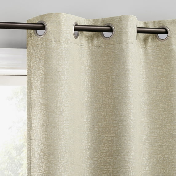 Sun Zero Serenity 2-pack Abstract Magnetic Closure 100% Blackout Grommet Curtain Panel Pair, 36"W x 63"L, Natural