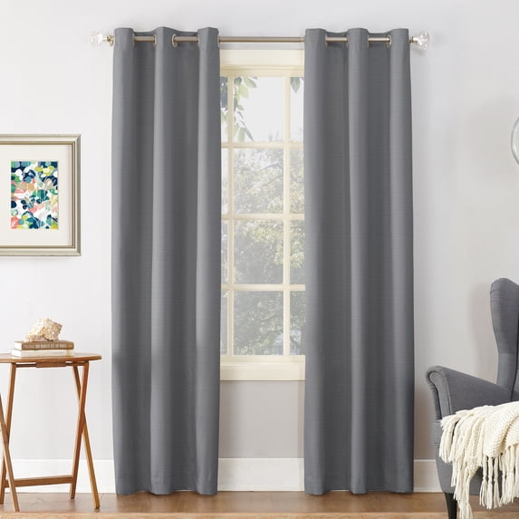 Sun Zero Solid Print Grommet Room Darkening/Blackout/Energy Efficient Single Curtain Panel, 40" X 84" (Single Panel), 40"X84", Gray