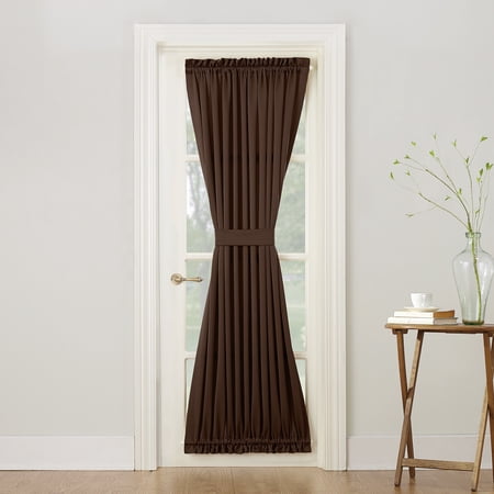 Sun Zero Solid Print Rod Pocket Room Darkening & Energy-Efficient Door Curtain, 54" X 72"