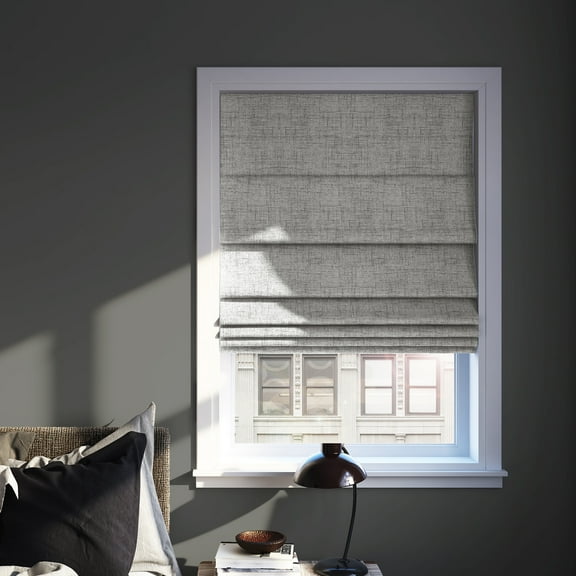 Sun Zero Somerton 1-Piece Textured 100% Blackout Cordless Roman Shade, 31"X64", Gray