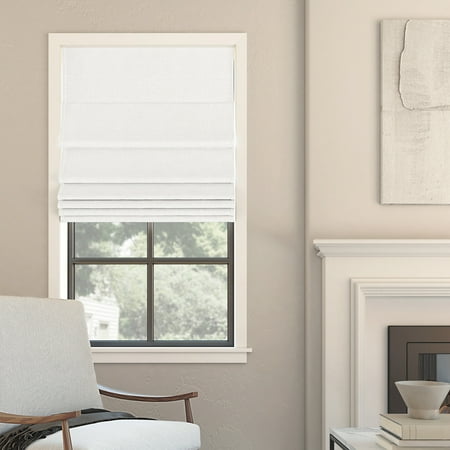 Sun Zero Somerton Textured 100% Blackout Cordless Roman Shade, 27"W x 64"L, White