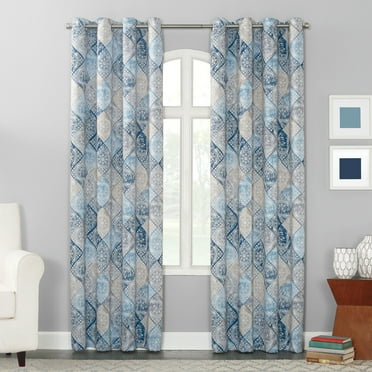 Sun Zero Terez Distressed Medallion Energy Efficient Grommet Curtain Panel, 54.00" X 84.00"