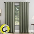 thumbnail image 1 of Sun Zero Treviso Linen Blend Magnetic Closure 100% Blackout Back Tab/Rod Pocket Curtain Panel, 40"W x 84"L, Moss Green, 1 of 10