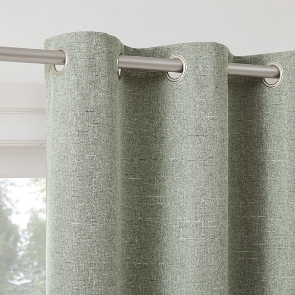 Sun Zero Tula Crosshatch 100% Blackout Grommet Curtain Panel, 40"W x 63"L, Sage Green