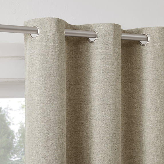 Sun Zero Tula Crosshatch 100% Blackout Grommet Curtain Panel, 40"W x 84"L, Taupe