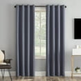 thumbnail image 1 of Sun Zero Tyrell Tonal Texture Draft Shield Fleece Insulated 100% Blackout Grommet Curtain Panel In Navy Blue, 50"X84", Navy Blue, 1 of 10