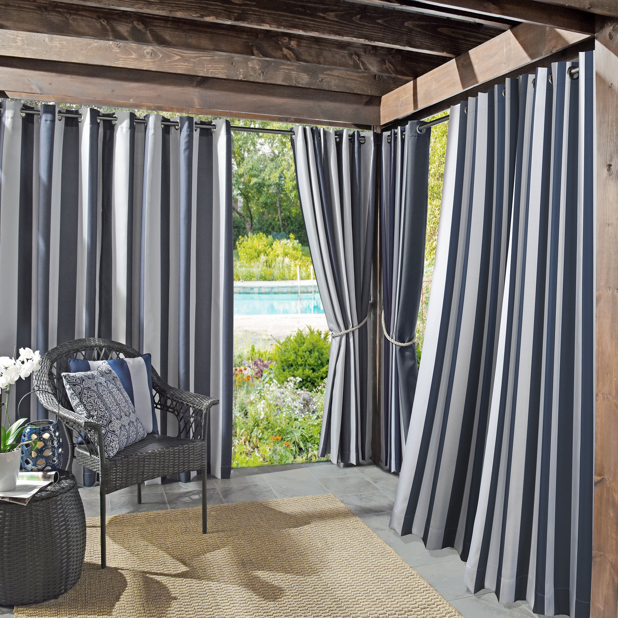 Sun Zero Valencia Cabana Stripe Indoor Outdoor UV Protectant