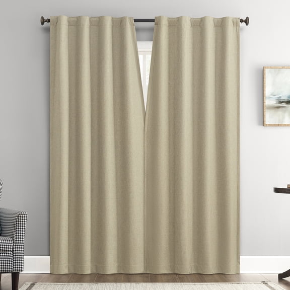 Sun Zero Vance 2-Piece Magnetic Closure 100% Blackout Back Tab Curtain Panel Pair, 37"x108", Taupe