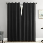 Sun Zero Vance 2-Piece Magnetic Closure 100% Blackout Back Tab Curtain Panel Pair, 37"x63", Black