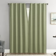 Sun Zero Vance 2-Piece Magnetic Closure 100% Blackout Back Tab Curtain Panel Pair, 37"x84", Sage Green