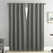 Sun Zero Vance 2-Piece Magnetic Closure 100% Blackout Back Tab Curtain Panel Pair, 37"x84", Steel