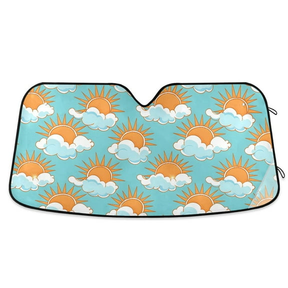 Sun and Cloud Car Windshield Sun Shade Foldable Car Front Window Visor Heat and UV Protection 53x23.5