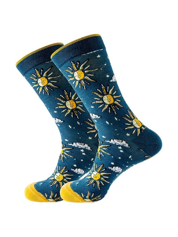 Sun and Clouds Pattern Socks from the Sock Panda (Adult Large - Men's Shoe Sizes 8-12)