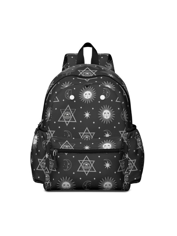 Sun and Eye Gothic Pattern Backpack for School, Cute School Bag with Adjustable Shoulder Straps and Padded Back, 13.4"x11"x4.7"