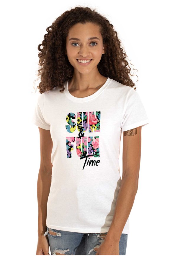 Sun and Fun Time Pretty Beautiful Womens Fitted Plus Size Graphic Tee Brisco Brands 3X