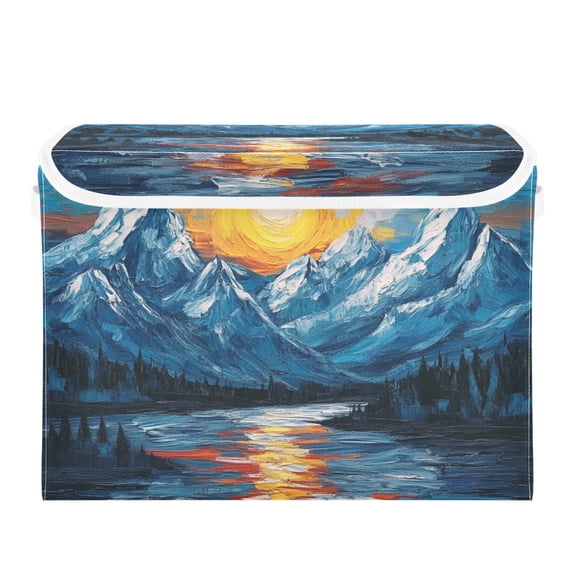 Sun and Iceberg Large Storage Bins with Linen Collapsible Lid Storage Box 16.7 x 12.6 x 11.8in