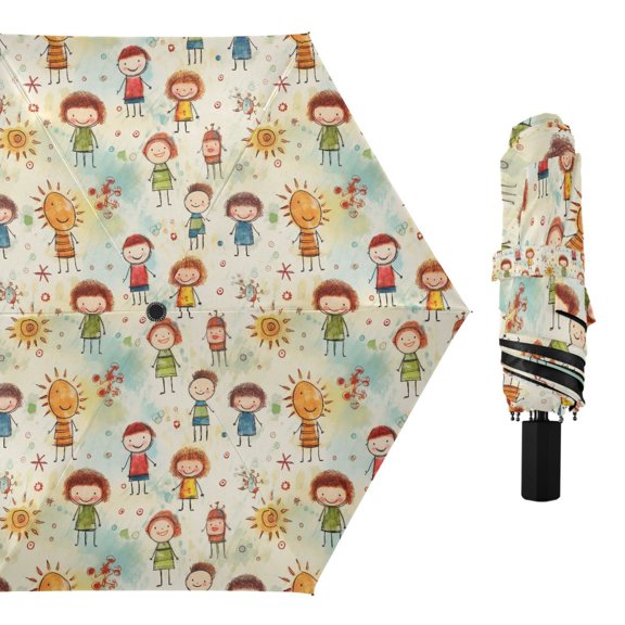 Sun and Kids Compact Sun Umbrella Windproof Travel Umbrellas for Rain Strong Portable UV Protection