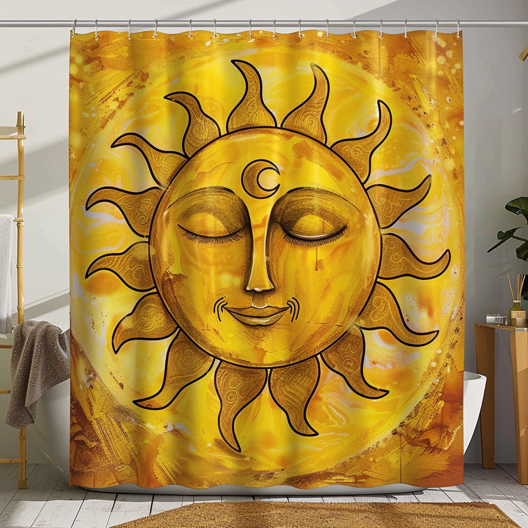 Sun and Moon Art Nouveau Shower Curtain Brighten Your Bathroom with