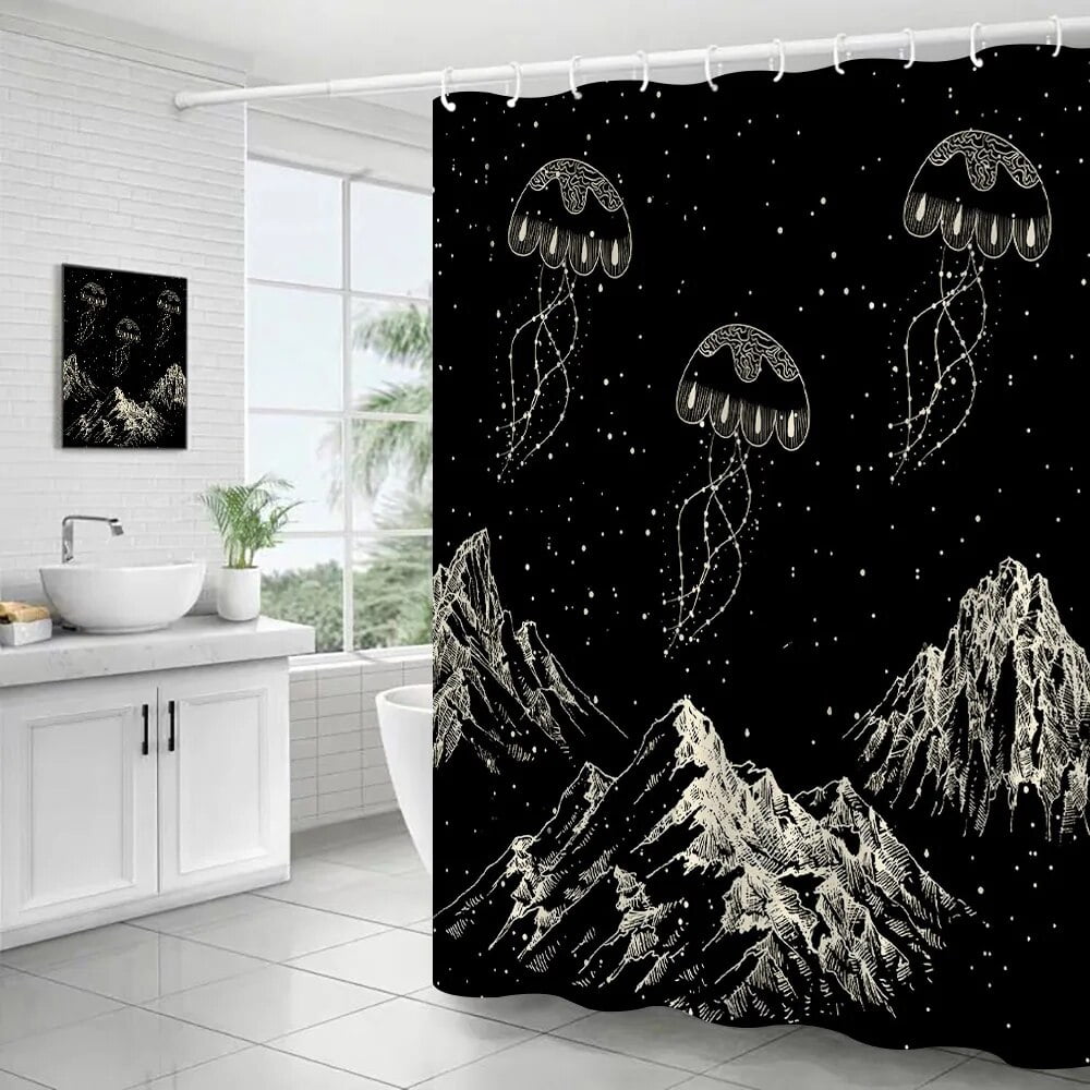 Sun and Moon Astrology Shower Curtain Zodiac Constellation Witchy Magic