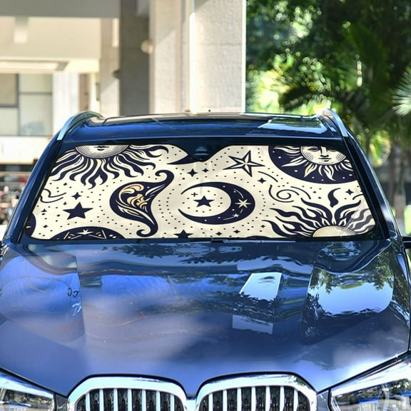 Sun and Moon Automotive Front Car Windshield Sun Shade Reflector Foldable for Front Fit for Cars Truck SUVs