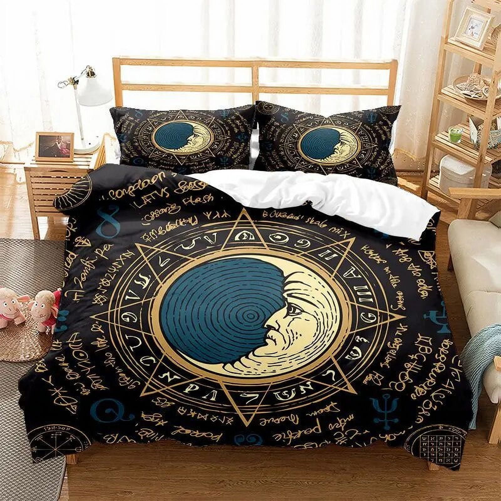 Sun and Moon Bedding Set King/ Size Twelve Constellations Zodiac Comforter Cover Adults