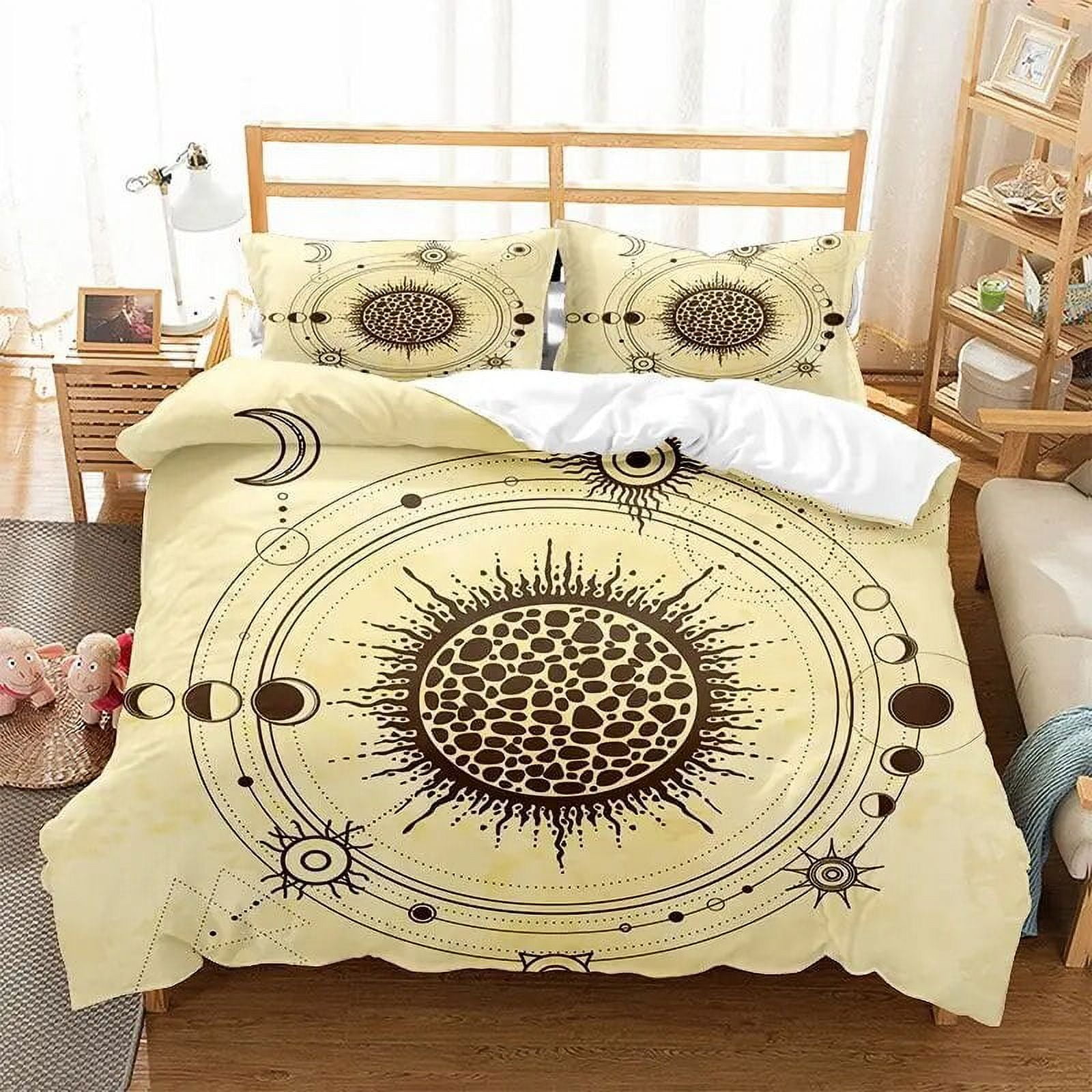 Sun and Moon Bedding Set King/ Size Twelve Constellations Zodiac Comforter Cover Adults