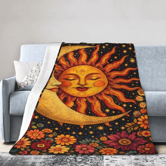 Sun and Moon Blanket Cozy Soft Home Decor Gift for Cosmic Lovers 50x40