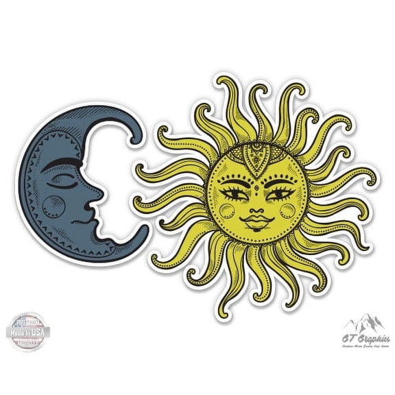 Sun and Moon Celestial - 12" Vinyl Stickers Waterproof Decals