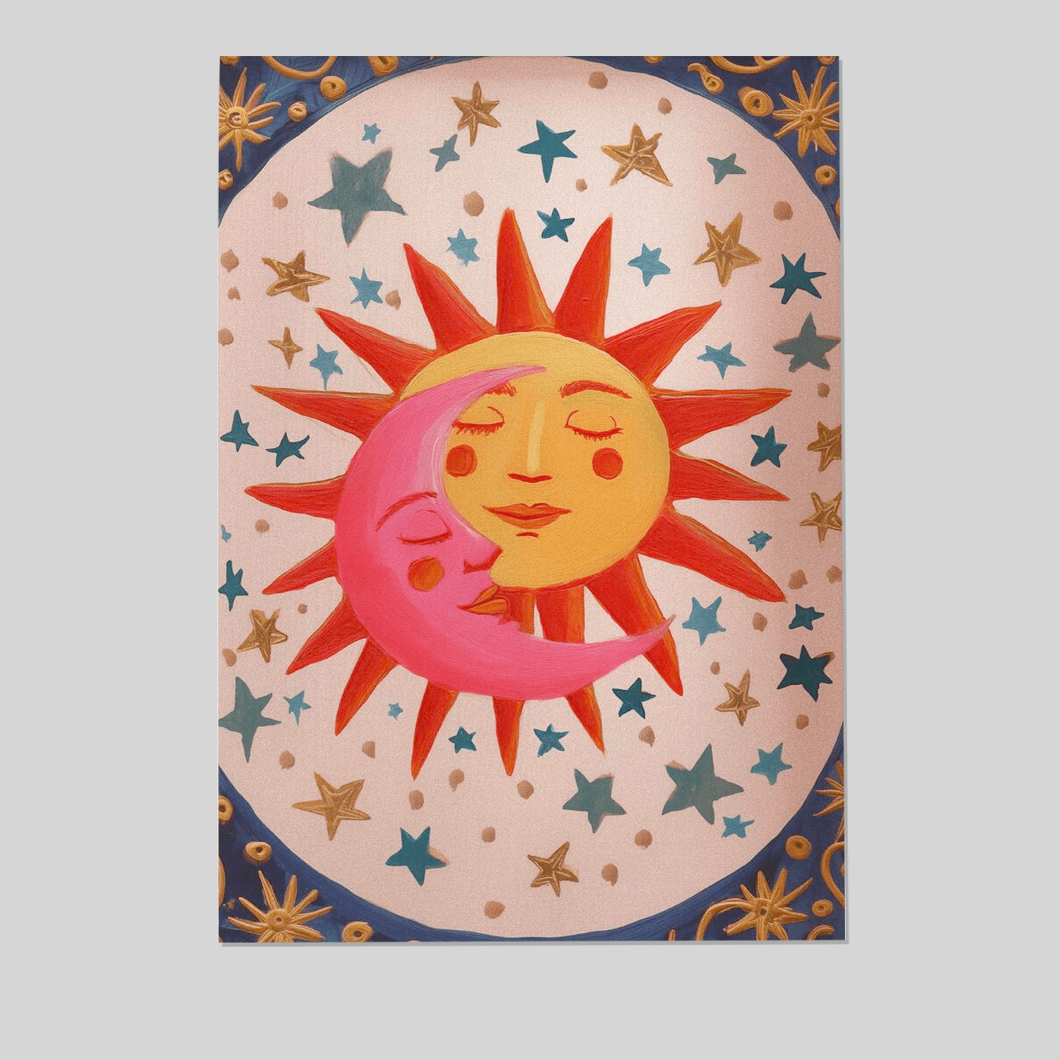 Sun and Moon Celestial Kissing Print: Boho Astrology Wall Art Full Size ...