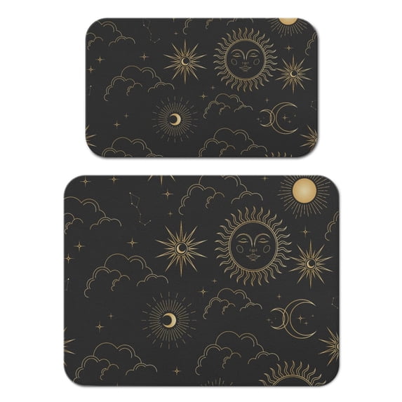 Sun and Moon Coffee Mat 2-Pack - Vintage Astrology Print Absorbent Non-Slip Pad, Gothic Celestial Aesthetic